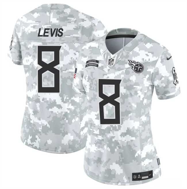 Women%27s Tennessee Titans #8 Will Levis 2024 F.U.S.E Arctic Camo Salute To Service Limited Stitched Jersey Dzhi